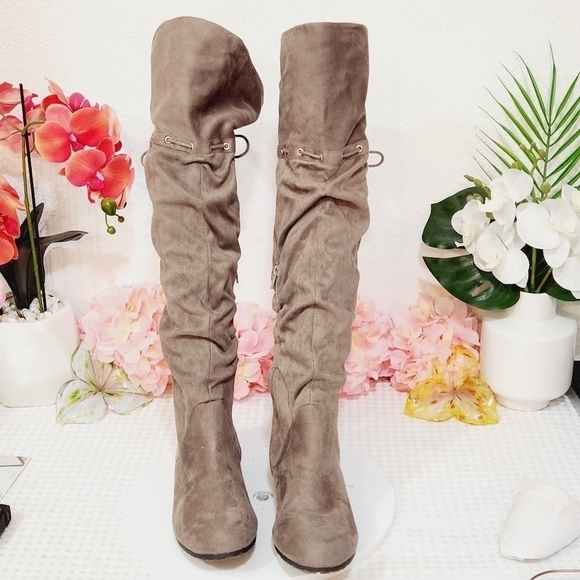 Aldo Phily Suede Over Knee Gray Lace Boots Size 8 - Picture 7 of 12